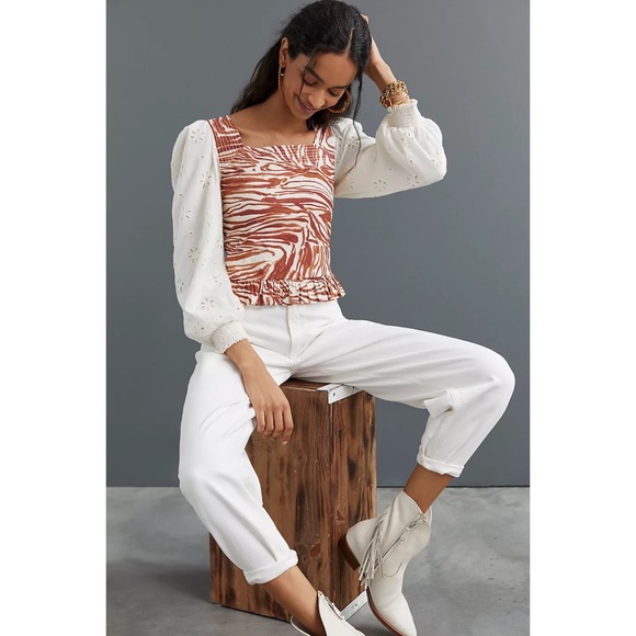 Anthropologie Love the Label Smocked Top - Picture 2 of 3